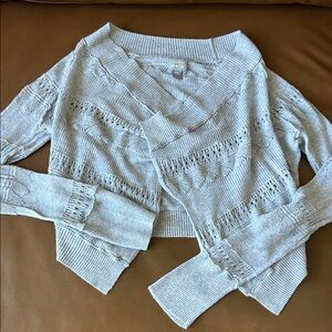 Heather Gray Cotton Cardigan Wrap Sweater XS